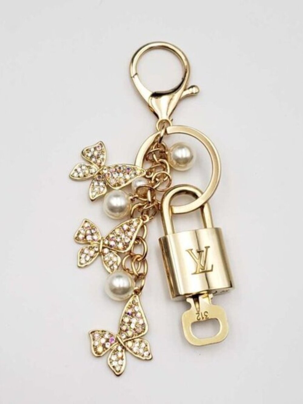 Authentic Louis Vuitton Gold Padlock & Key 🔒 LV Bag Charm Unbranded Keychain